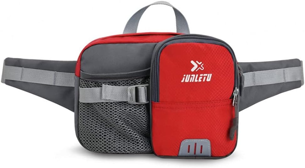 Riñonera con soporte botella agua cinturón deporte Rojo