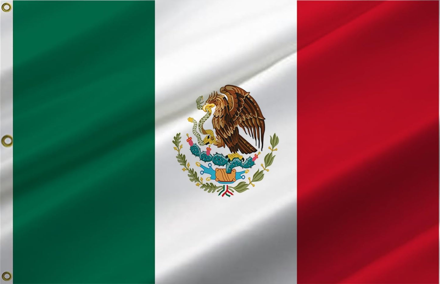 Bandera México 10x15ft 3 ojales latón poliéster 100D