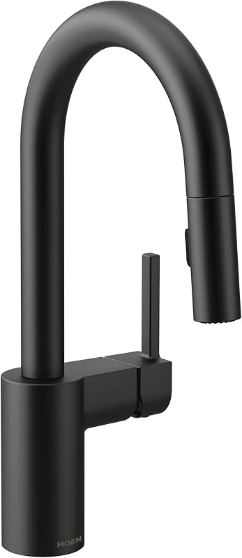 Grifo cocina moderno un solo orificio rociador negro mate