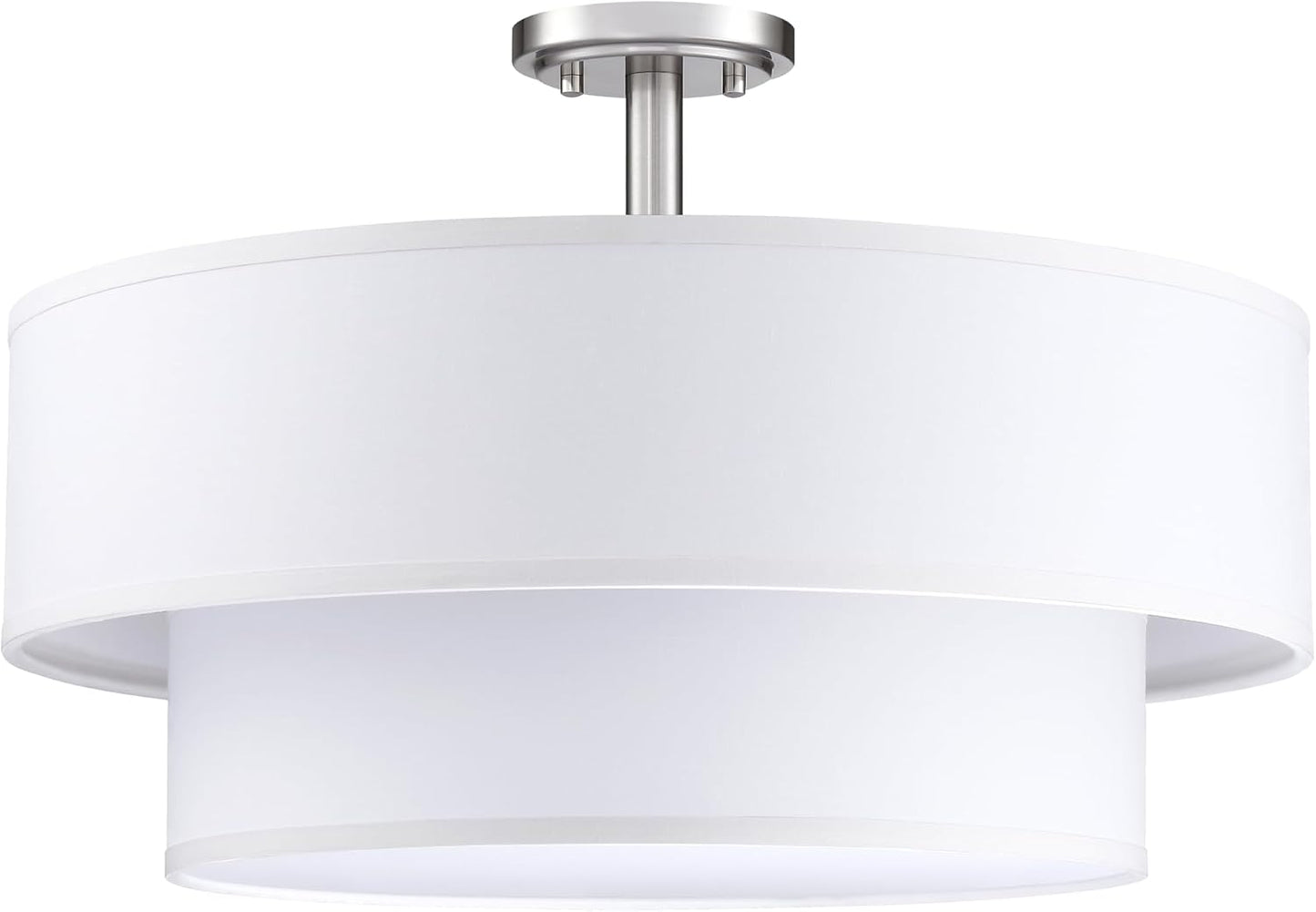 Lámpara techo doble tambor 4 luces níquel 18pulg