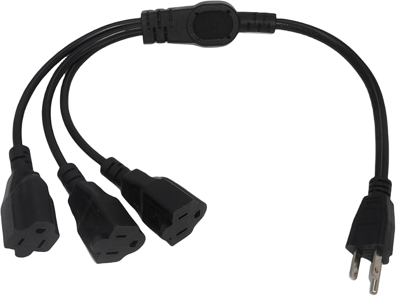 Cable divisor 3 clavijas 1.6pies enchufe interior SJT 16AWG