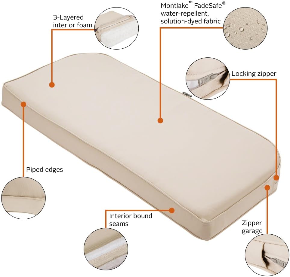 Cojín banco exterior 41x18x3pulg resistente agua beige