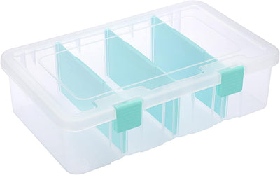 Caja plástico transparente 4 compartimentos con tapa
