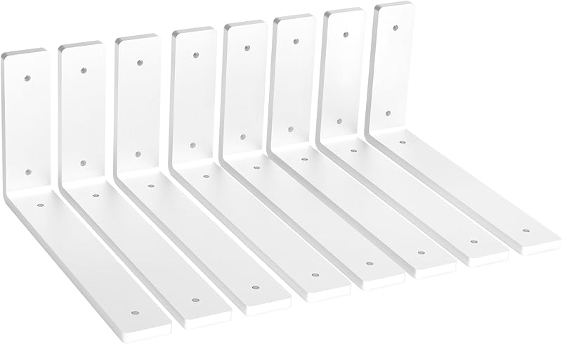 8 Soportes estantería metal blanco L 10" rústico