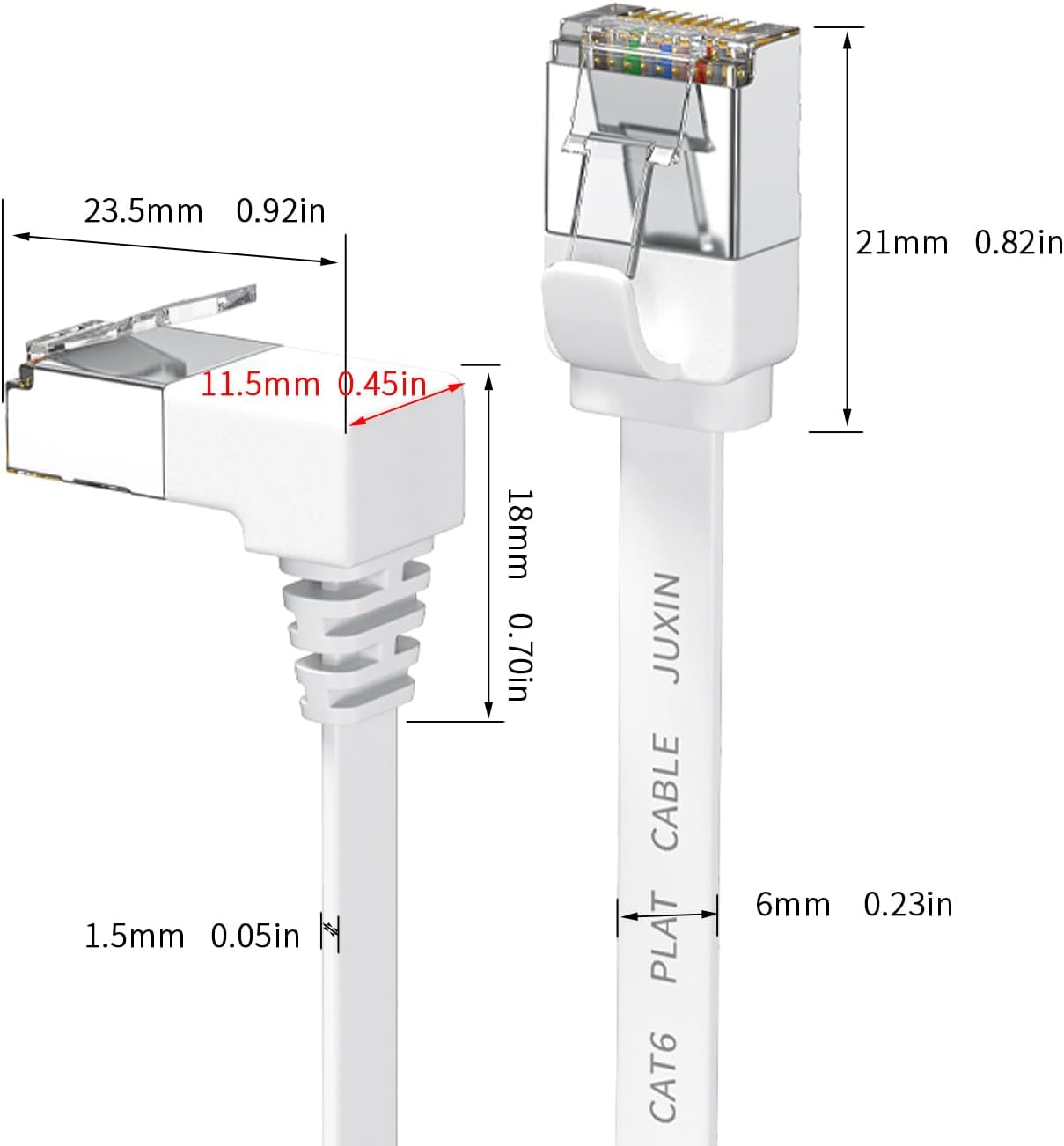 Cable Ethernet Cat6 6ft en ángulo recto 2 Pzas