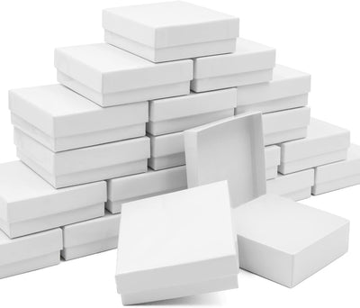 Cajas regalo cartón joyería blanca 3.5x3.5x1pulg set 20