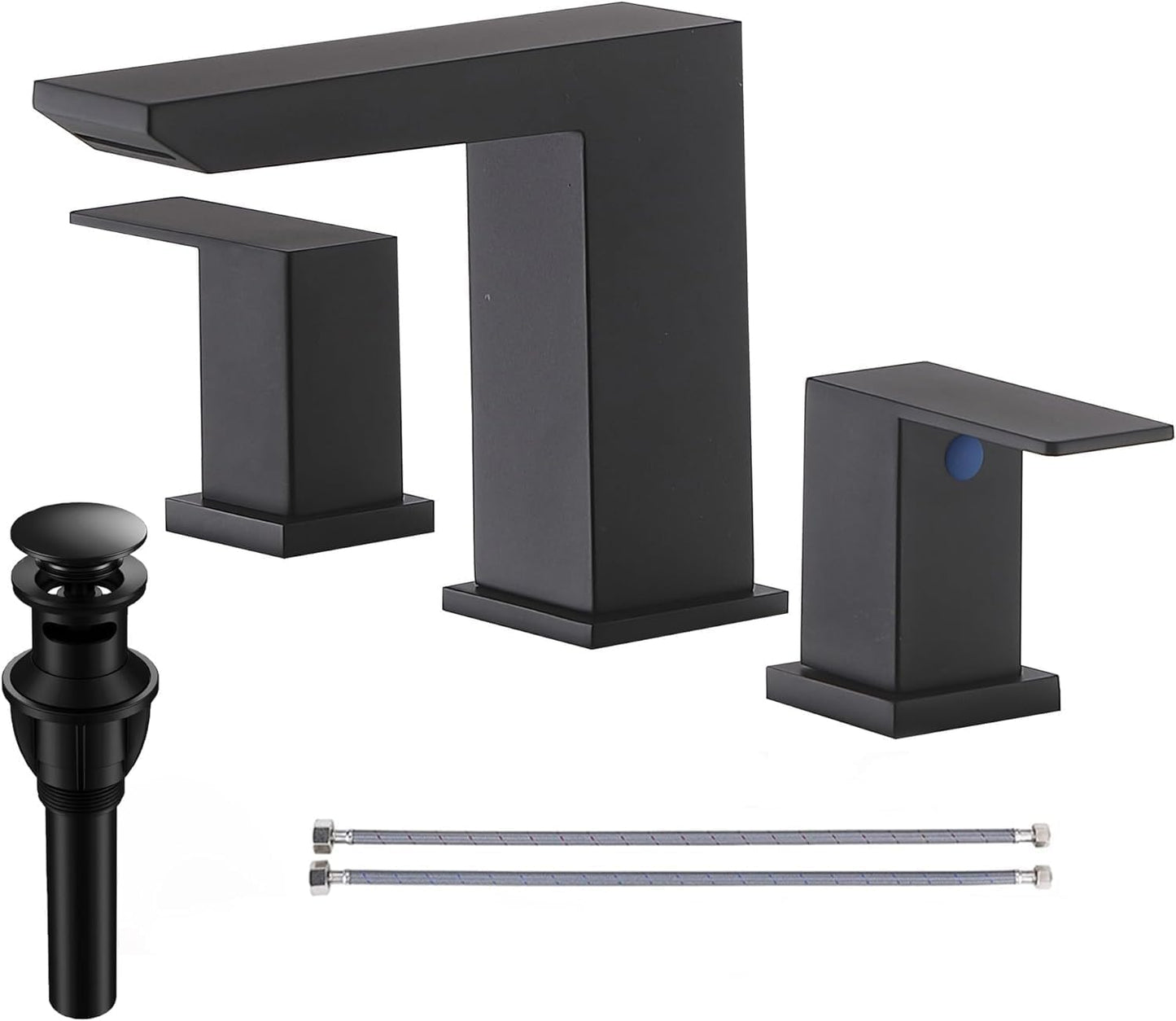 Grifo baño cascada negro 8pulg 3 orificios moderno