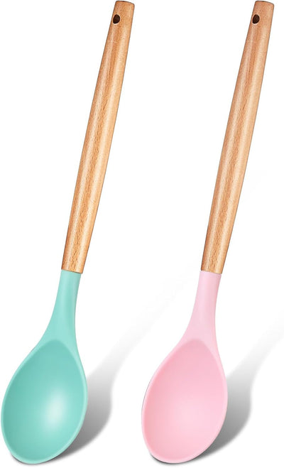 2 Cucharas Silicón Antiadherente para Mezclar Hornear