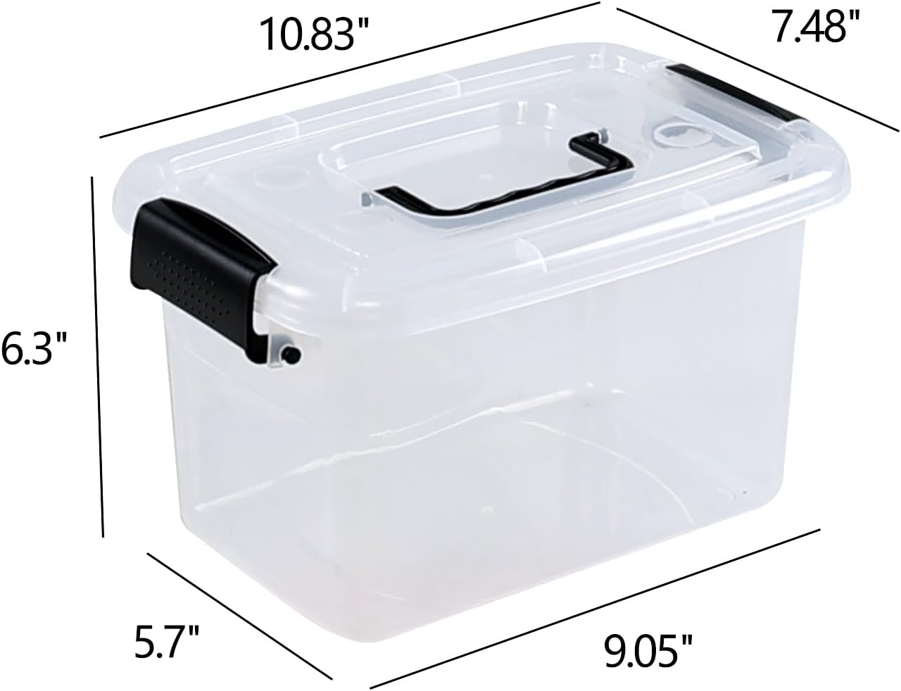 Caja plástico transparente 6qt con asa 6 pzas