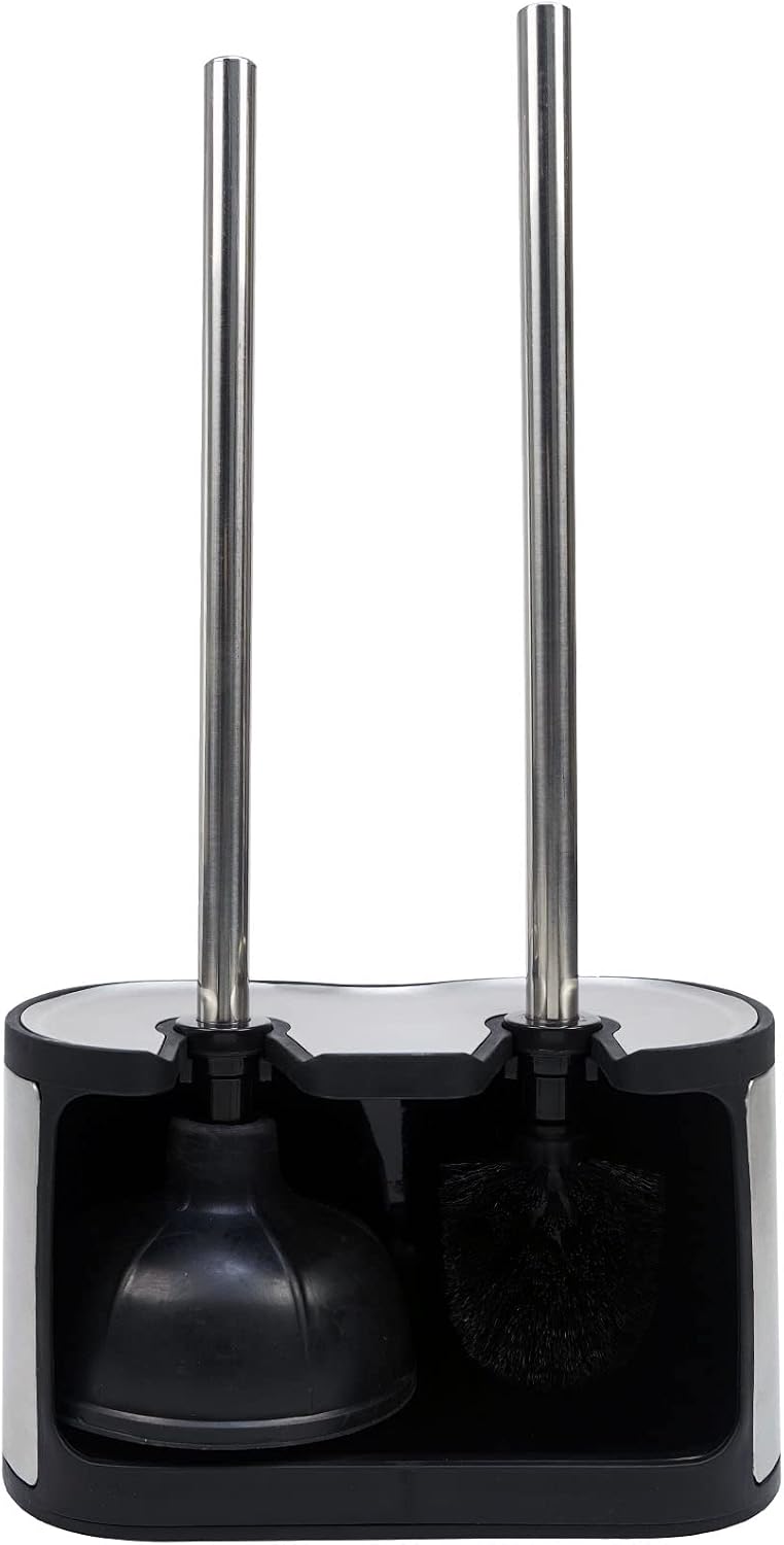 Escobilla inodoro acero inox soporte émbolo 2en1
