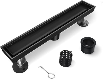 Drenaje ducha lineal negro 12pulg acero inox 304 2en1