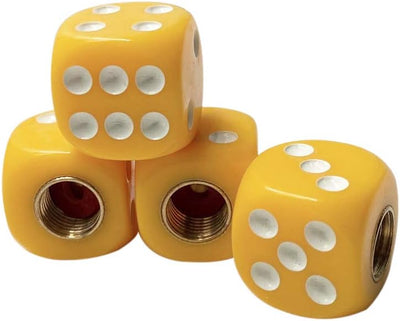 4 Tapas Válvulas Aire Neumáticos Forma Dados Amarillo