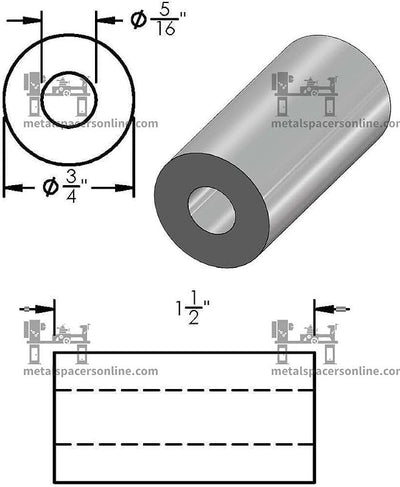 Espaciador acero 3/4x5/16 pulg sin rosca para pernos 5/16