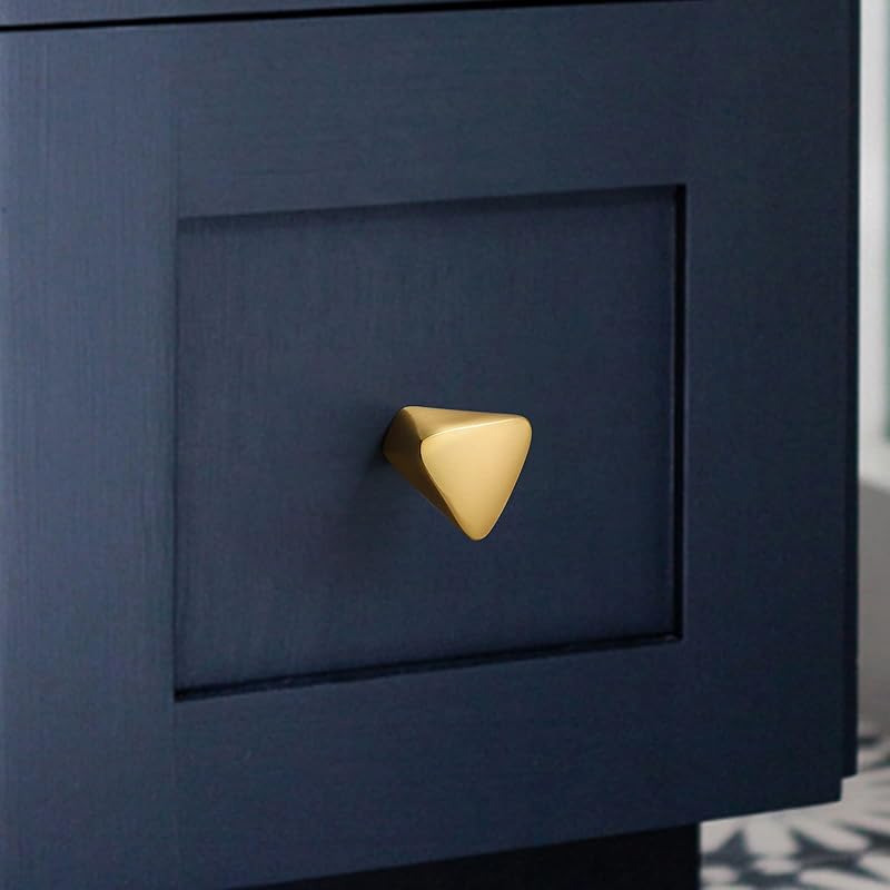 Pomo dorado para gabinete 8 pzas perilla triangular