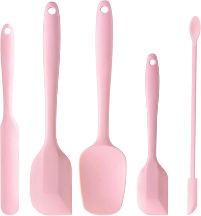 Set 5 Espátulas Silicona Rosa Resistentes Calor