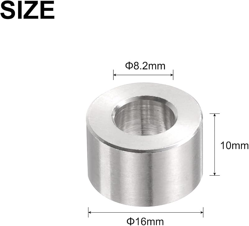 12 Pzas Espaciador Acero Inox 8.2x16x10mm Redondo