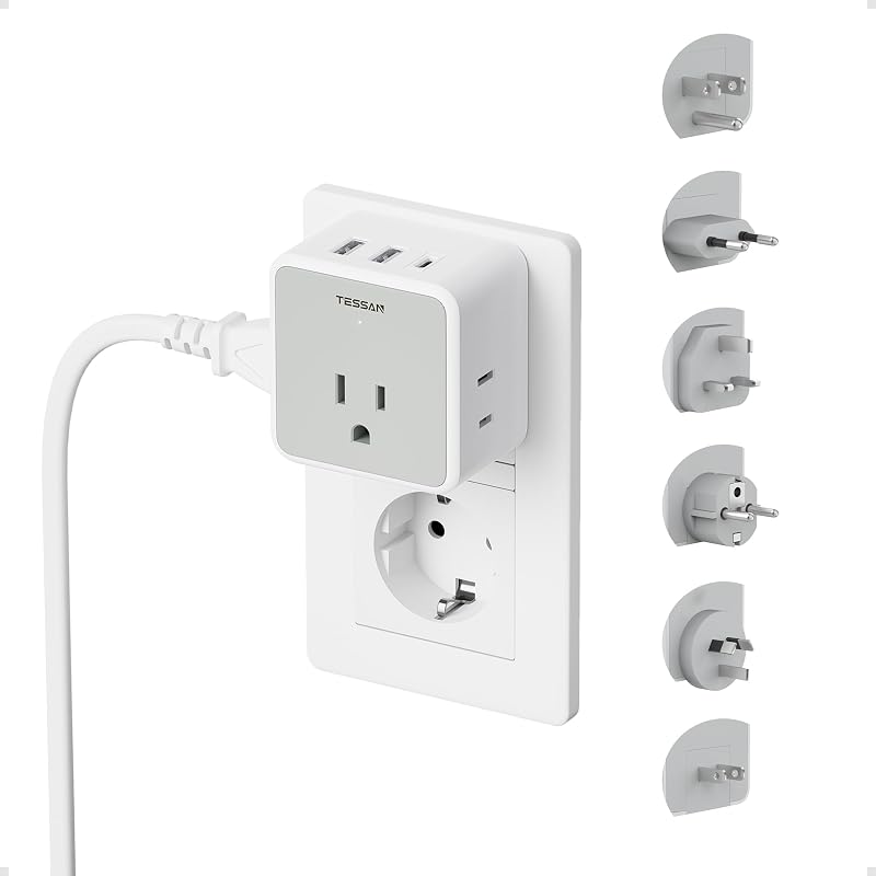 Kit adaptador viaje universal 6en1 con 3 USB y CA