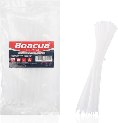 Bridas cable con cremallera 8pulg 100pzas color blanco