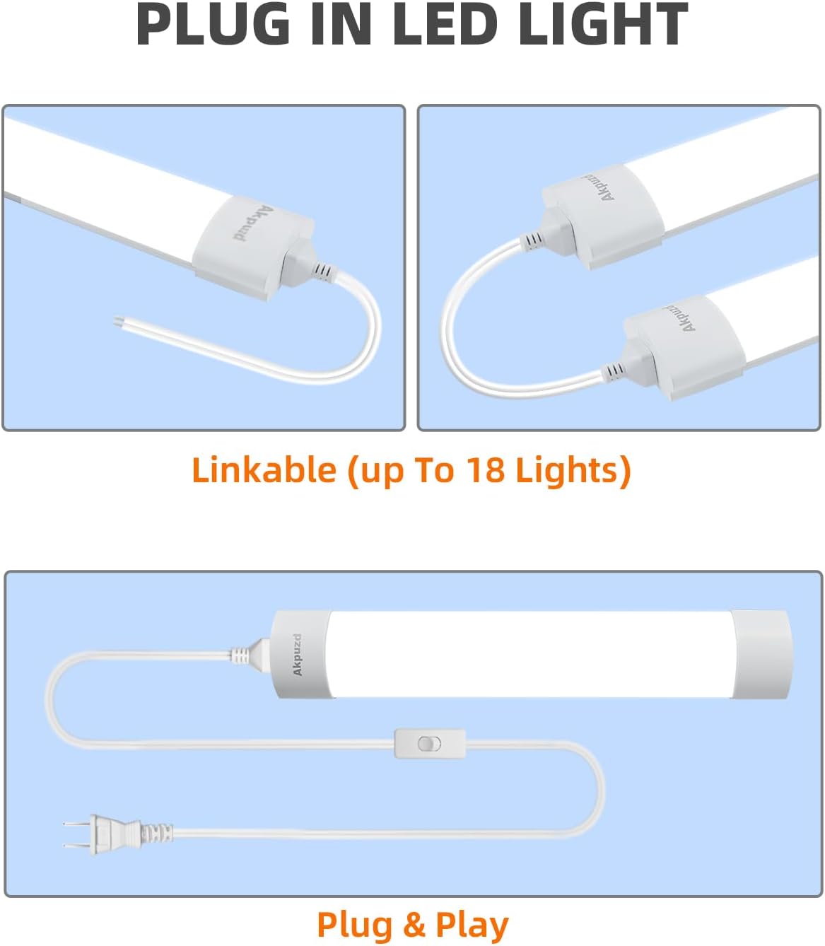 Lámpara Led Techo con Enchufe Barra Luz Enlazable Cocina Baño