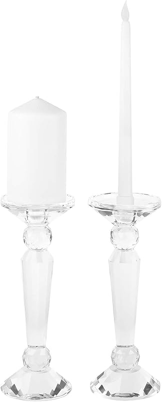 2 Portavelas Cristal Cónica para Mesa Decoración 10.6pulg