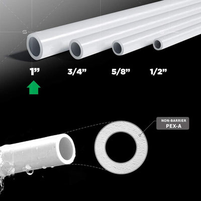 Bobina tubo PEX-A 1pulg x100ft para agua flexible blanco