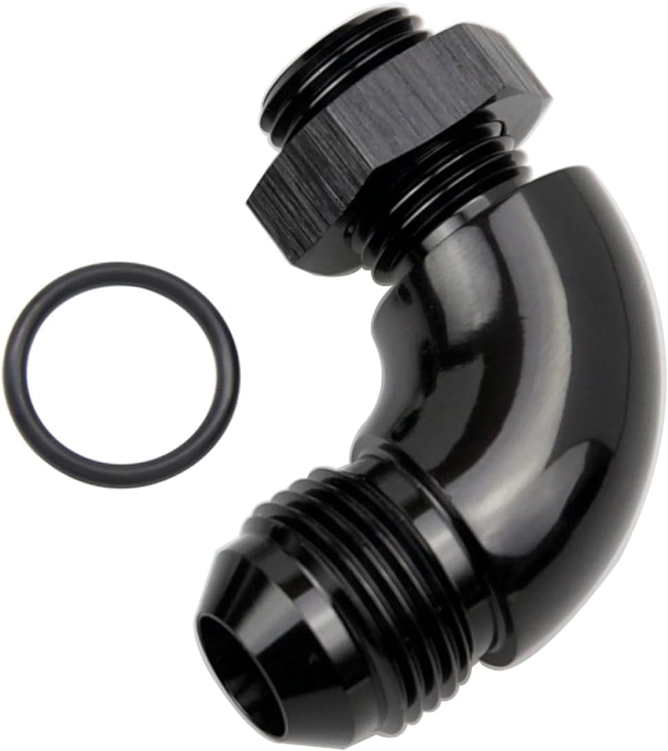 Adaptador 8AN a 6AN ORB 90 grados aluminio negro