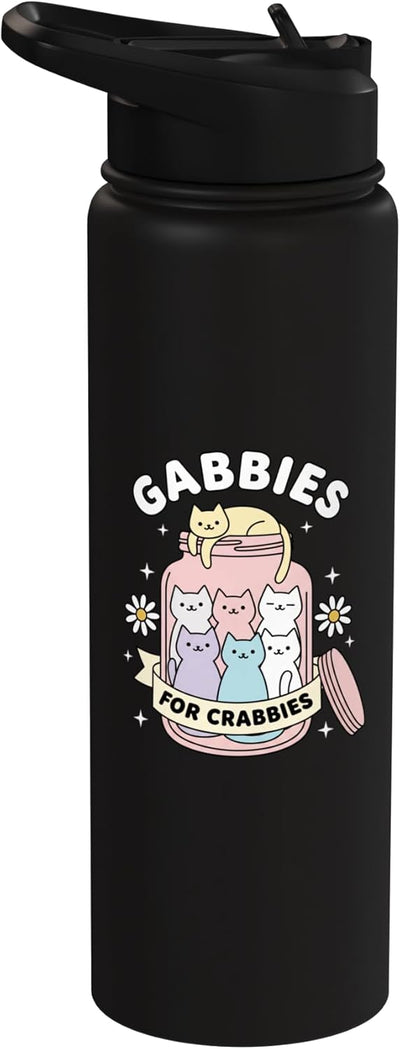 Botella de agua aislada para niños con gatos de acero inoxidable
