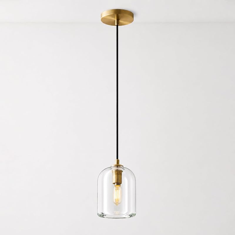 Lámpara colgante cristal latón ajustable para isla cocina