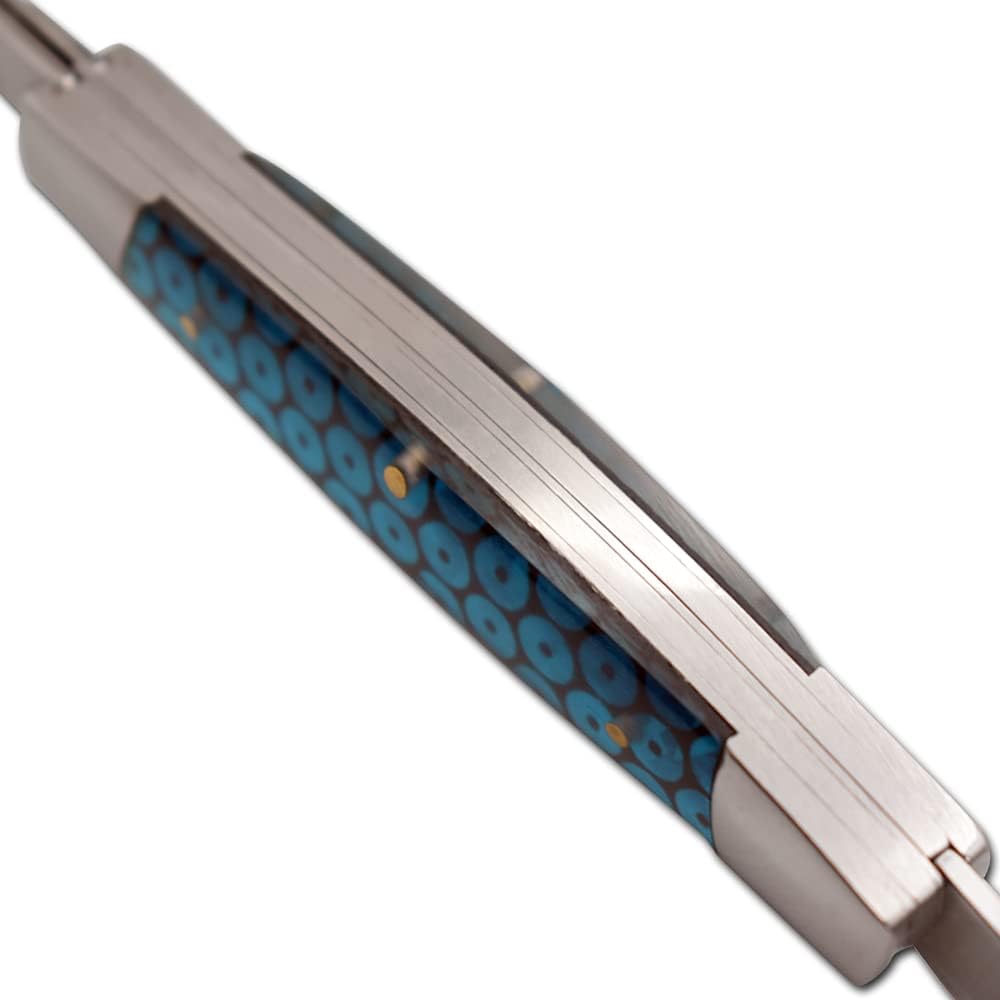 Cuchillo plegable bolsillo 3 hojas mango antideslizante azul
