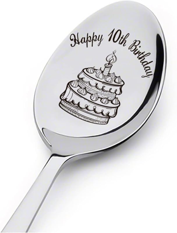 Cuchara grabada regalo 10º cumpleaños hijo hija hermano
