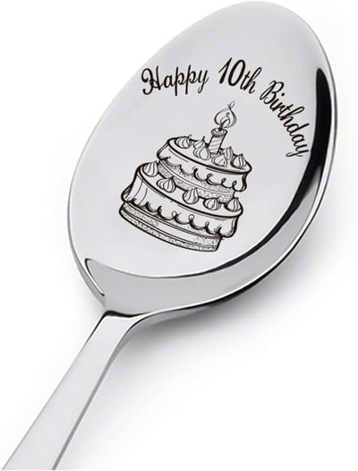 Cuchara grabada regalo 10º cumpleaños hijo hija hermano