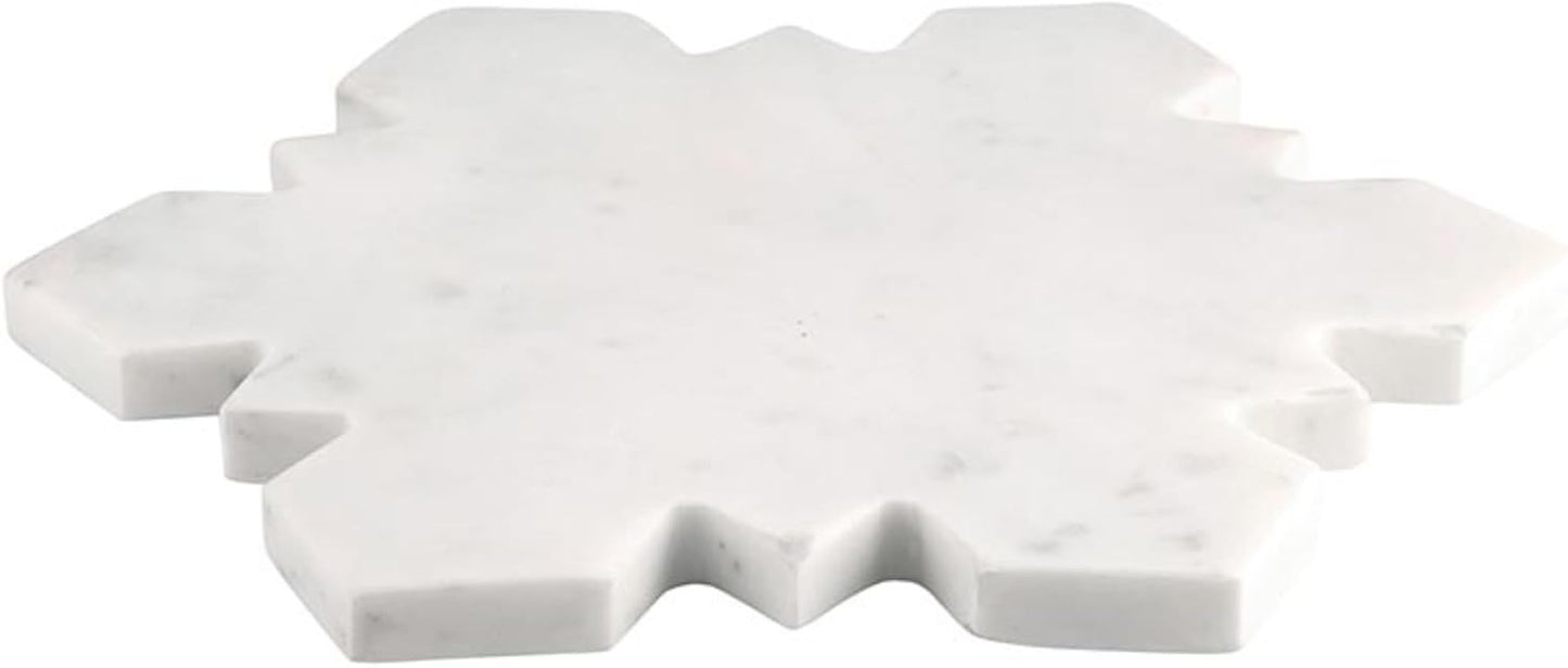 Bandeja queso forma copo nieve mármol blanco 12.5x11pulg