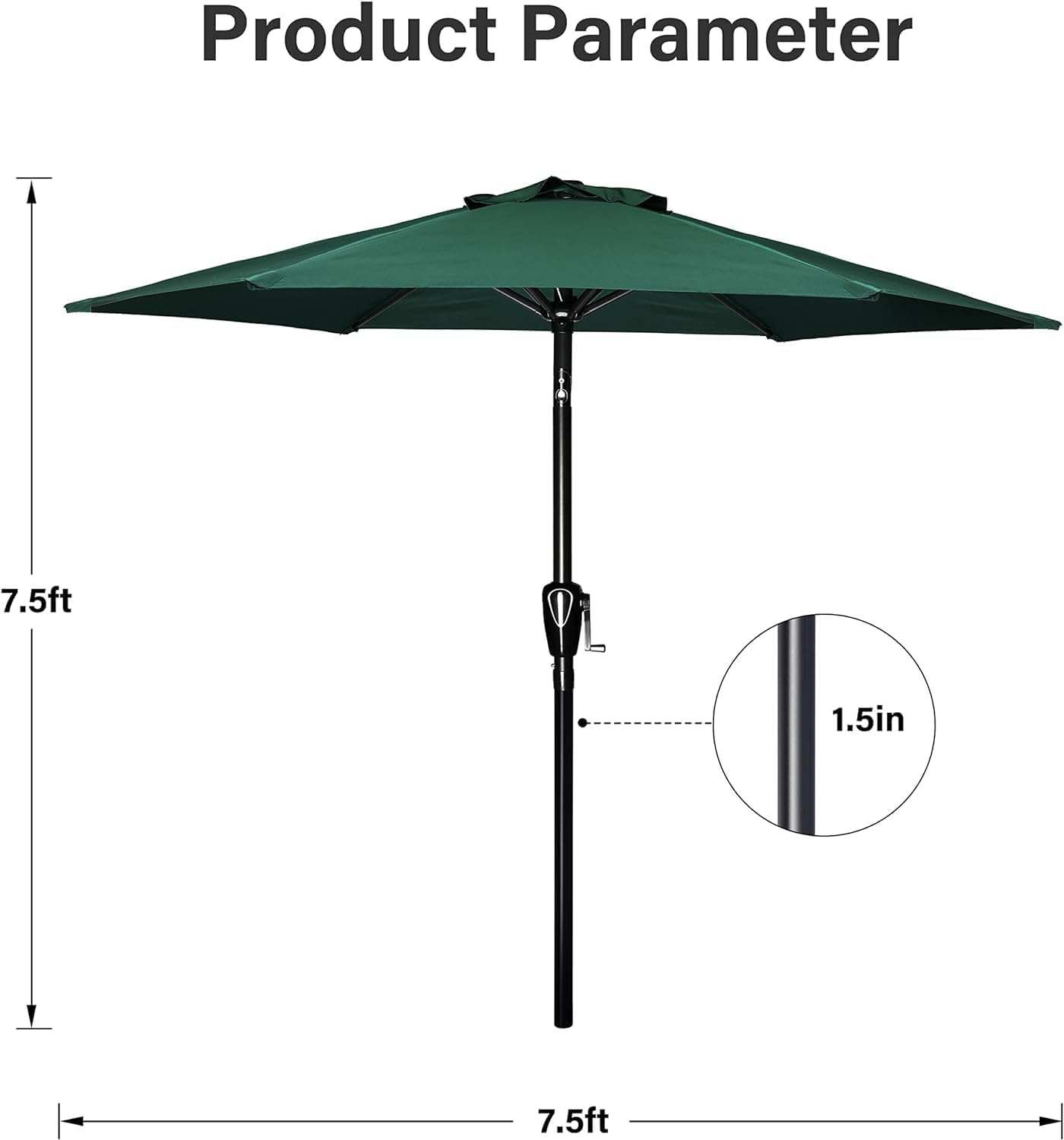 Paraguas 9ft para patio jardín con botón inclinación