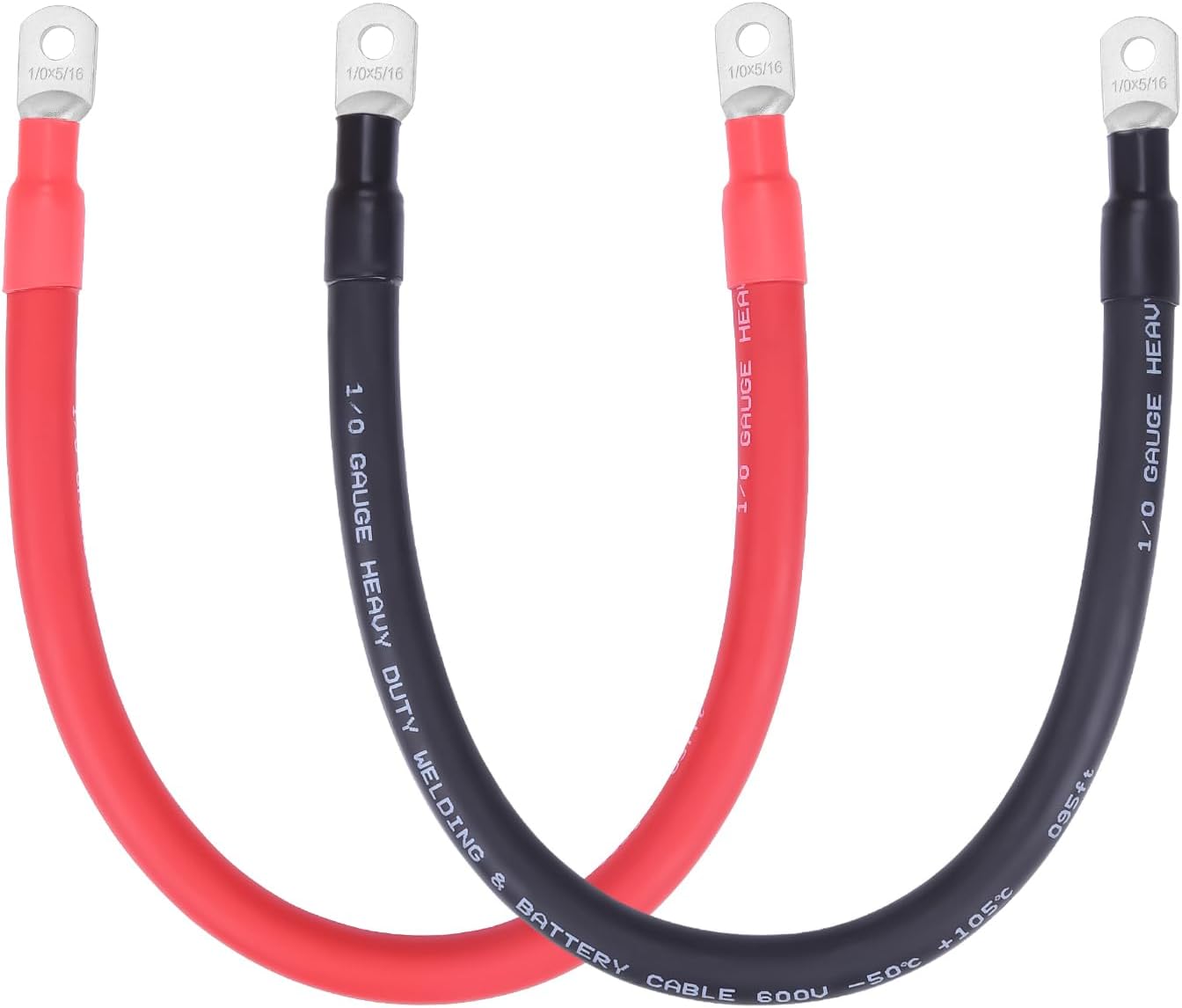 Cable batería flexible 1/0 AWG cobre OFC 1.5 pies par rojo negro