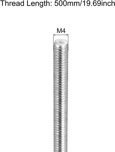 Varilla roscada M4x500mm acero inox 304 derecha