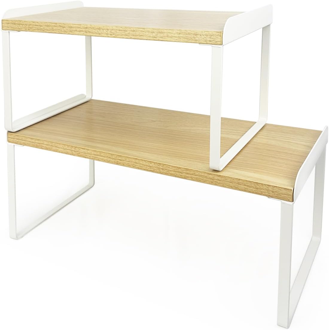 Estante apilable madera escalonada 12x16" roble y blanco
