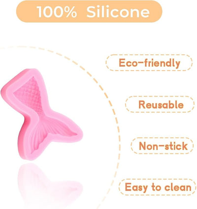 Moldes silicona cola sirena 4 pzas decoración pasteles