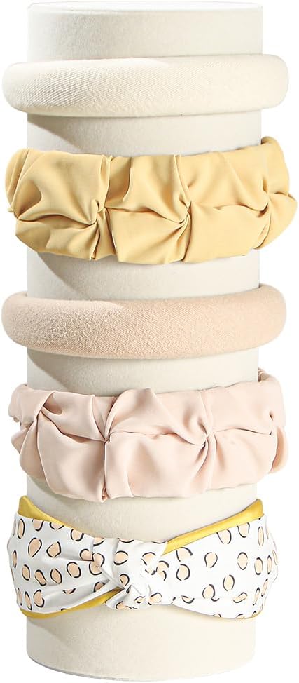 Torre organizadora diadema terciopelo suave beige vertical