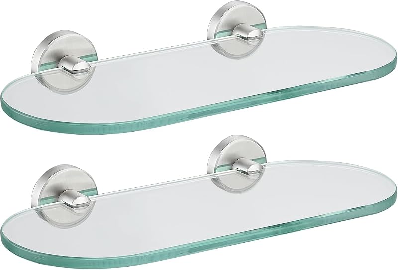 Estante vidrio templado ducha 12x5" acero inox 2uds