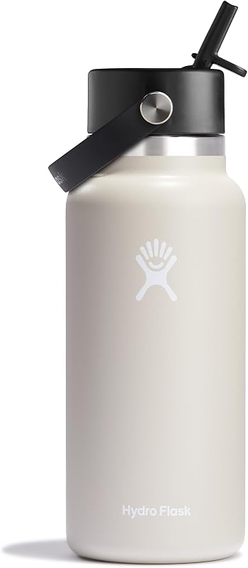 Botella acero inox aislada 32oz pajilla flexible color avena