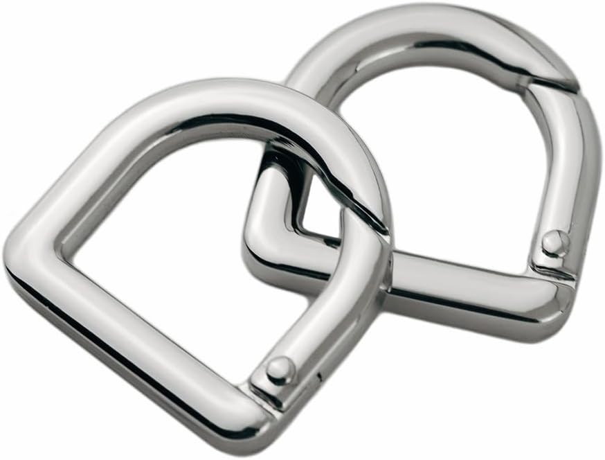2 Llaveros Resorte Metal Semicírculo Anillo D Plateado