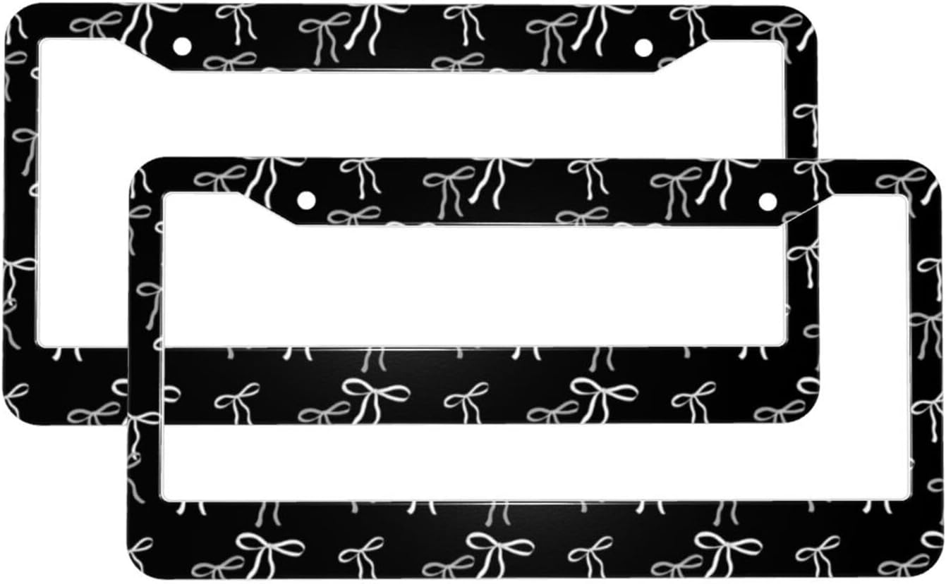 Marco matrícula lazos blanco y negro aluminio universal 2 Pzas