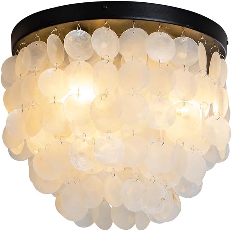 Lámpara techo concha 3 luces estilo bohemio negro