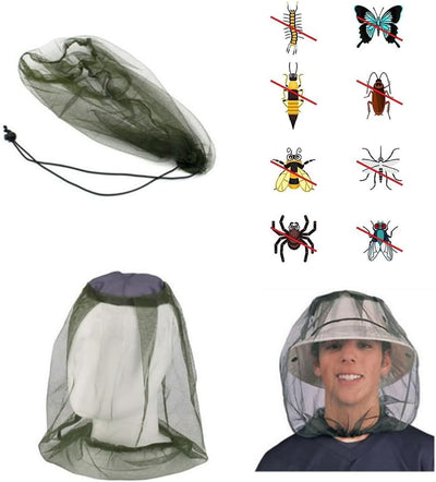 Redes para cabeza mosquito 3 pzas negro gris militar