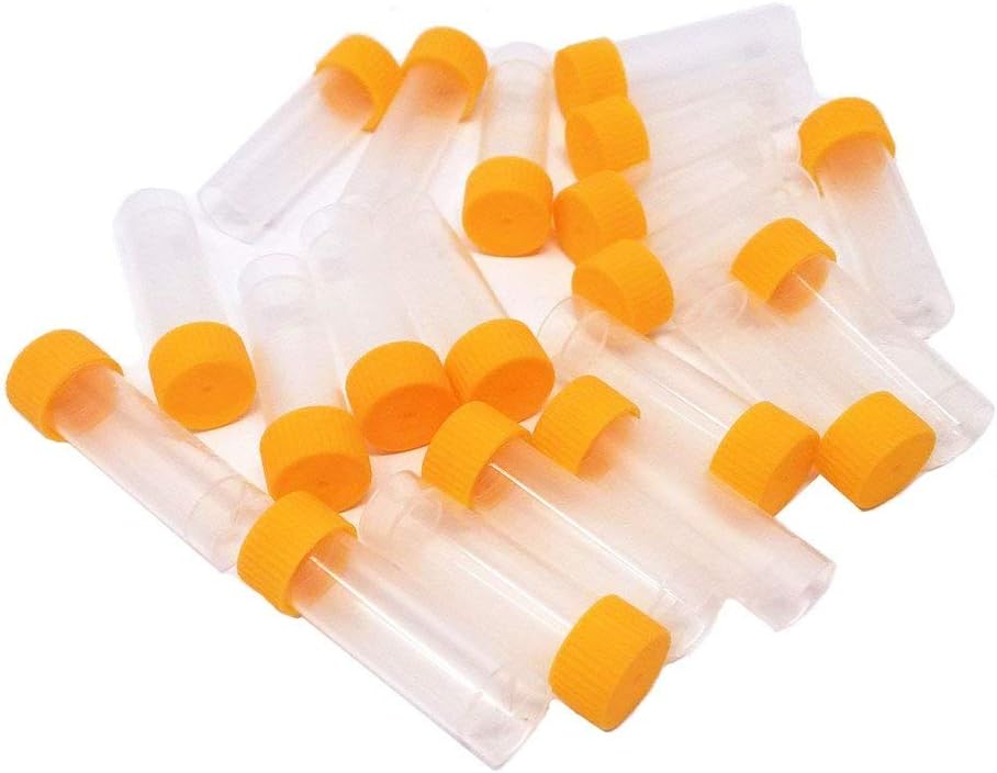 20 Pzas Frascos Plástico 0.2oz Tapón Rosca Naranja