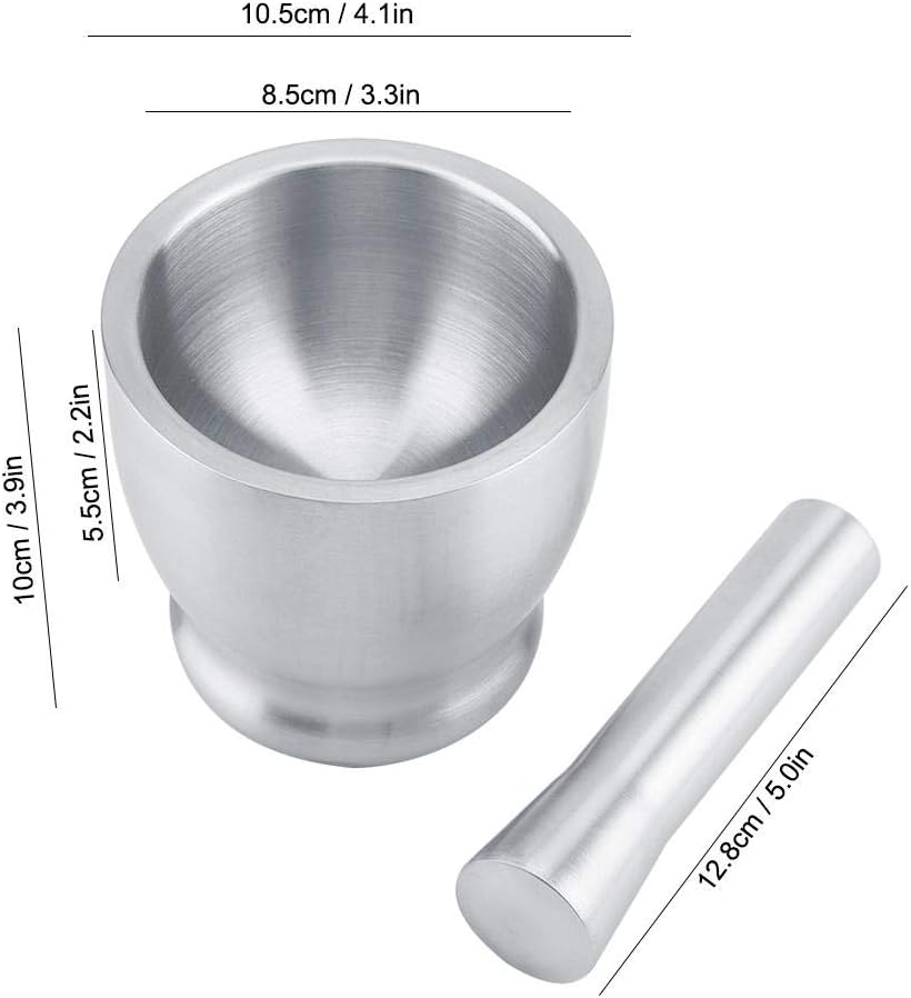 Set 2 Pzas Mortero Acero Inox Cepillado Trituradora Ajo