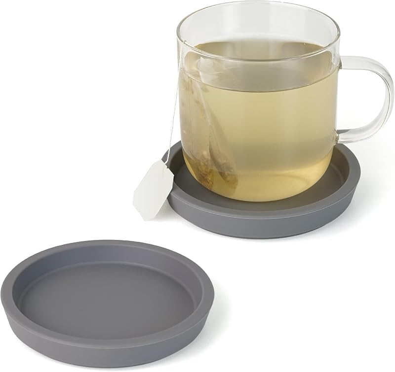 Posavasos silicona gruesa redondos mesa café set 2 gris