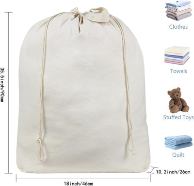 3 Pzas Bolsas Lavandería Algodón Cordón Resistente Hogar Viaje