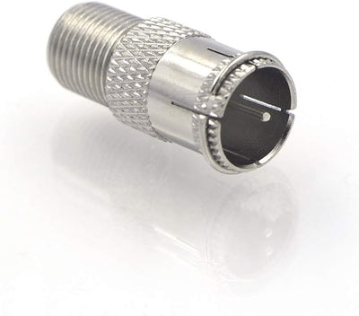 Adaptador coaxial tipo F macho a hembra niquelado paquete 5