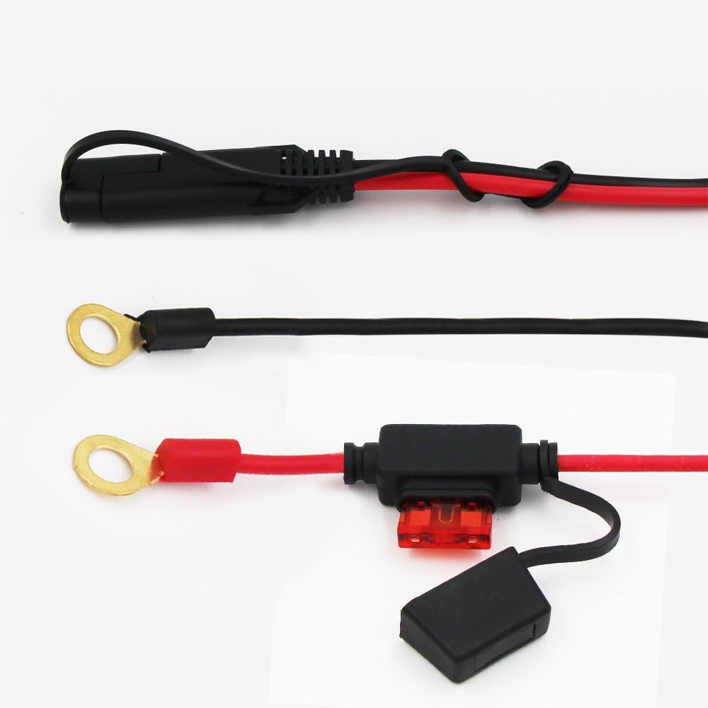 2 Cables Terminal Anillo 6ft SAE Junta Tórica 10A